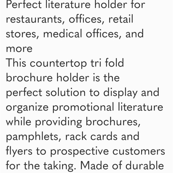 Brochure ‎ Display Double  Holder Stand Acrylic    W4.5x9H  There Is 10 New - Picture 4 of 11